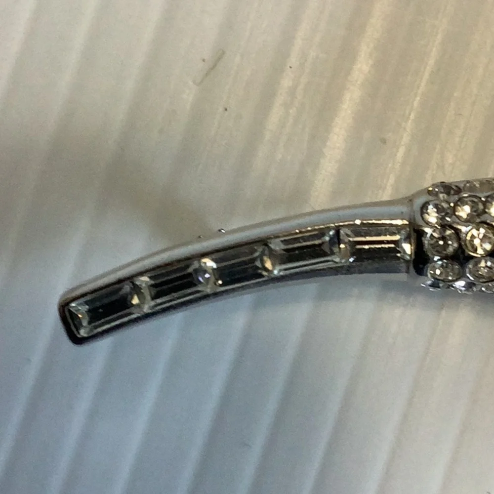 VINTAGE‎ 1950s Silver Blue Crystal Lily Brooch Mid-Century Glam Sparkle